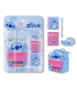 SET PAPELERIA MINI MOCHILA LLAVERO + ACCESORIOS STITCH